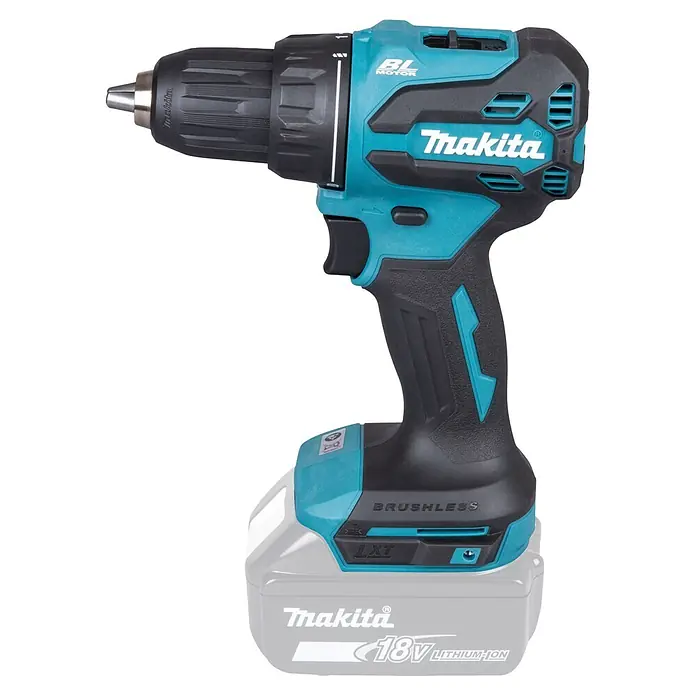Makita LXT 18V Akku-Bohrschrauber DDF490Z - 18 V, Ohne Akku, 50 Nm - Makita Akku-Bohrschrauber in Türkis und Schwarz mit 18V Lithium-Ionen-Akku.
