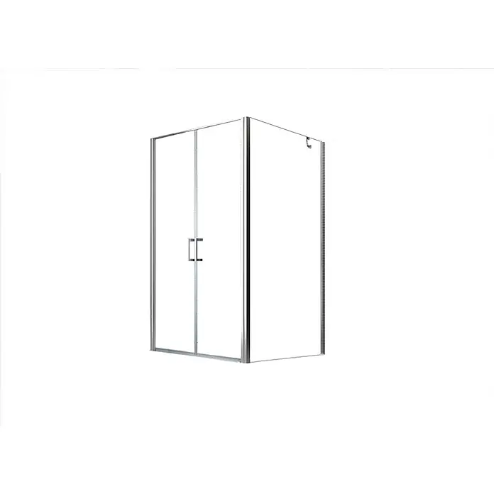 Glaszentrum Hagen Eckdusche 90x80x195 cm Athene Duschkabine - 80 x 90 x 195 cm, Imprägniert, Farblos, Stärke: 8 mm - Klare Glas-Eckduschkabine mit silbernem Metallrahmen und Doppeltüren.