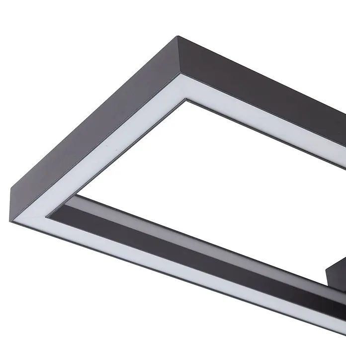 Lucande Deckenleuchte Tjado - L x B x H: 100 x 25 x 7,7 cm, schwarz, schwarz - Moderne dunkelgraue LED-Deckenleuchte mit rechteckigem Rahmen und integriertem weißen Lichtband.