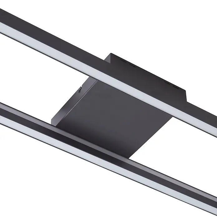 Lucande Deckenleuchte Tjado - L x B x H: 100 x 25 x 7,7 cm, schwarz, schwarz - Dunkle LED-Deckenleuchte mit zwei linearen Lichtleisten.