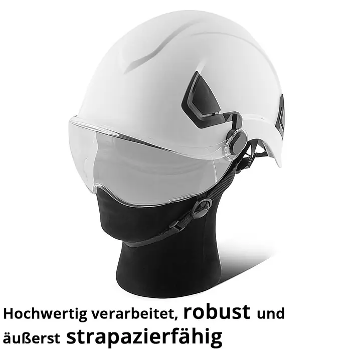 STAHLWERK Schutzhelm Schutzhelm SVH-100 ST mit Visier -  - Weißer Schutzhelm mit klarem Visier für Kopf- und Augenschutz.