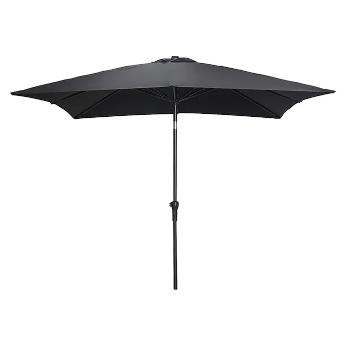 Garden Impressions Balkonschirm Lotus - Schwarz, Quadratisch, Bespannungsmaß (L x B): 250 x 250 cm - Schwarzer Terrassenschirm mit dunklem Mast, geöffnet für Schatten.