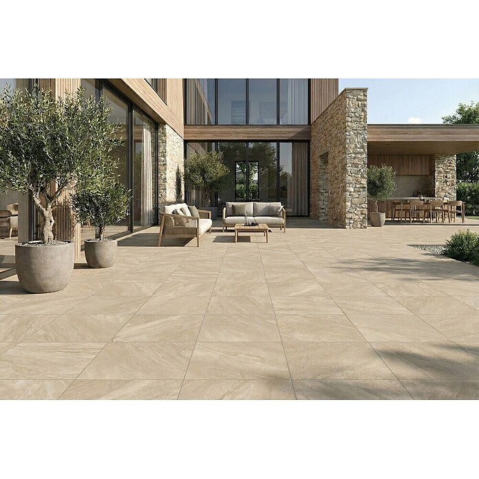 Terrassenfliese Quarzo (60 x 60 x 2 cm, Quarzo Beige, Matt) | BAUHAUS
