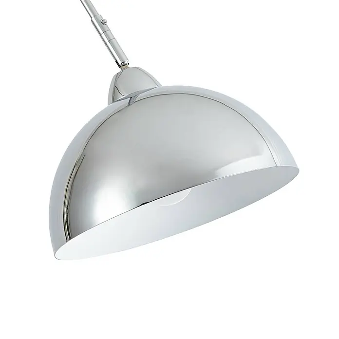 Lindby Stehlampe in chrom, grau, Bogenlampe Wohnzimmer -  - Glänzender verchromter, kuppelförmiger Lampenschirm mit weißer Innenseite.