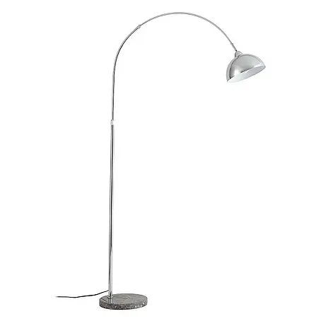 Lindby Stehlampe in chrom, grau, Bogenlampe Wohnzimmer