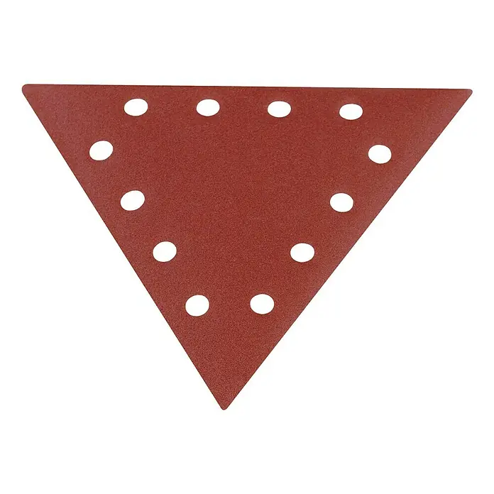 Delta-Haftschleifscheiben - 280 x 280 mm, Körnung: 150, 10 Stk. - Dreieckiges Schleifpapier mit Löchern für Exzenterschleifer. Ideal zum Schleifen von Holz und anderen Materialien.