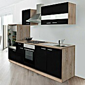 Respekta Composición de cocina (Ancho: 270 cm, Con dispositivos eléctricos, Negro)