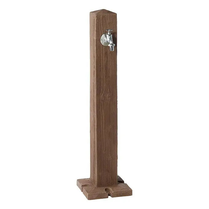 Garantia Wasserzapfstelle Wood - Darkwood, Höhe: 100 cm - Gartenwasserhahn-Säule in Holzoptik. Dekorative und funktionale Ergänzung für jeden Garten, mit einem robusten Sockel.