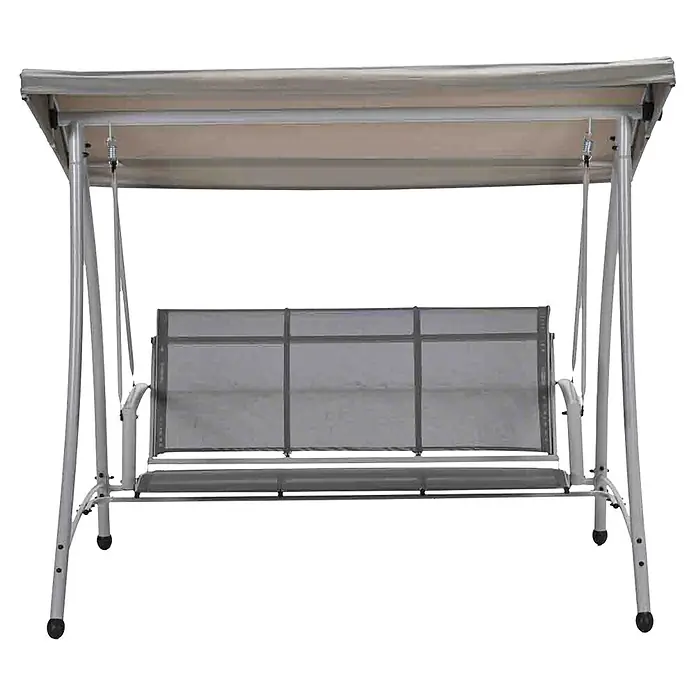 Garden Impressions Hollywoodschaukel Rubens - Aluminium, Max. Personenzahl: 3 Stk., Taupe - Graue Metallschaukel mit beigem Vordach und grauer Netzbespannung.