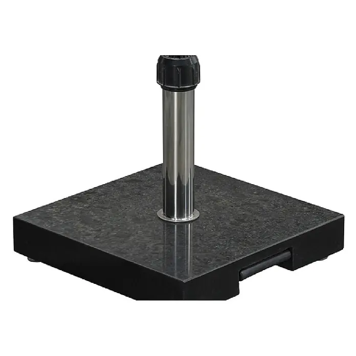 Garden Impressions Granitschirmständer Einstein - 40 kg, L x B: 45 x 45 cm, Dunkelgrau, Geeignet für: Mittelmastschirme - Quadratischer Schirmständerfuß aus dunklem Granit mit Edelstahl-Rohraufnahme.