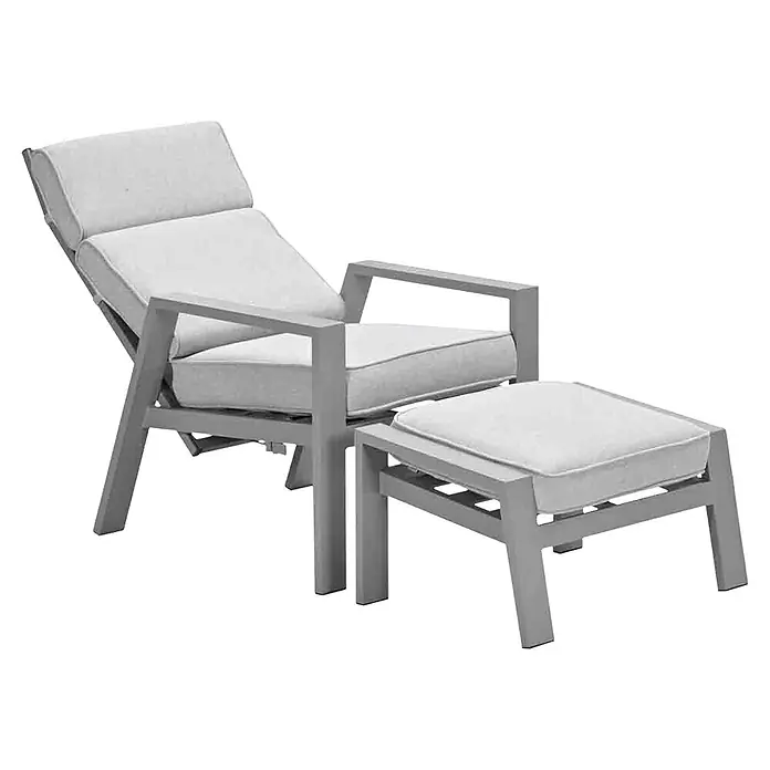 Garden Impressions Garten-Positionssessel Max - 1 Stk., Aluminium, Taupe, B x T x H: 78 x 72 x 107 cm - Helles graues Loungesessel mit weichen Kissen und passendem Hocker.