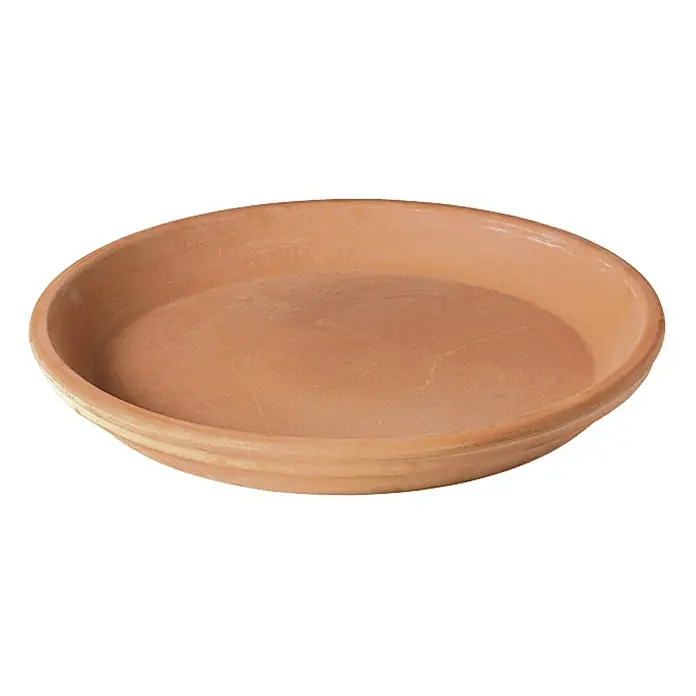 Deroma White Garden Blumentopf-Untersetzer - Außenmaß (Ø x H): 47,2 x 5,3 cm, Naturmaterialien, Tonweiß - Ein Terrakotta-Pflanzenuntersetzer, ideal zum Auffangen von überschüssigem Wasser und zum Schutz von Oberflächen.