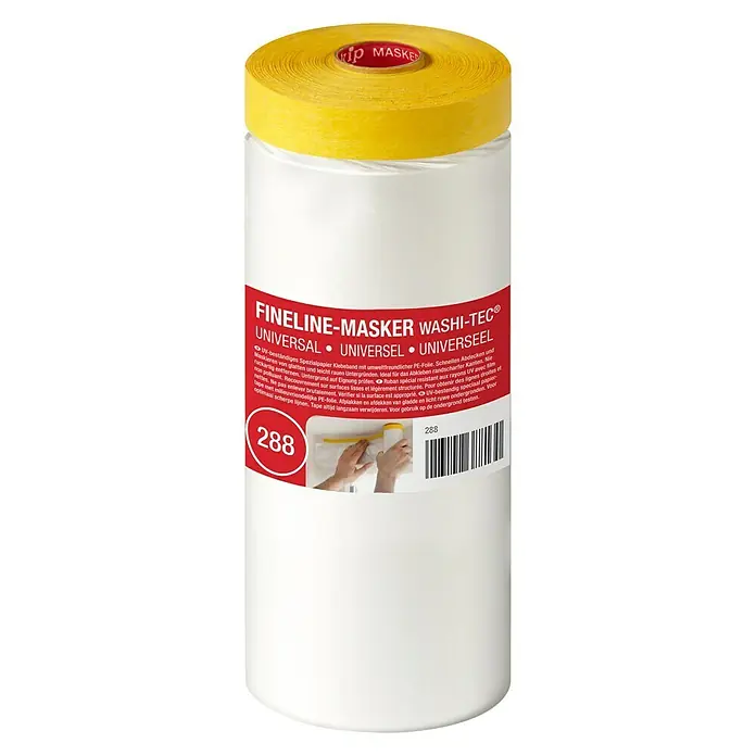 Kip Lámina protectora con borde adhesivo Washi-Tec 288 - 33 x 1,4 m - Cinta de enmascarar universal Fineline-Masker Washi-Tec® con papel especial resistente a los rayos UV para superficies lisas y ligeramente rugosas.