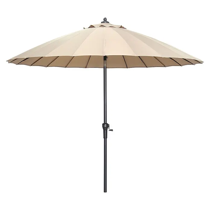 Garden Impressions Balkonschirm rund Manila - Taupe, Durchmesser Bespannung: 250 cm - Beige Terrassenschirm mit dunklem Mast und Kurbelmechanismus zum Beschatten im Freien.
