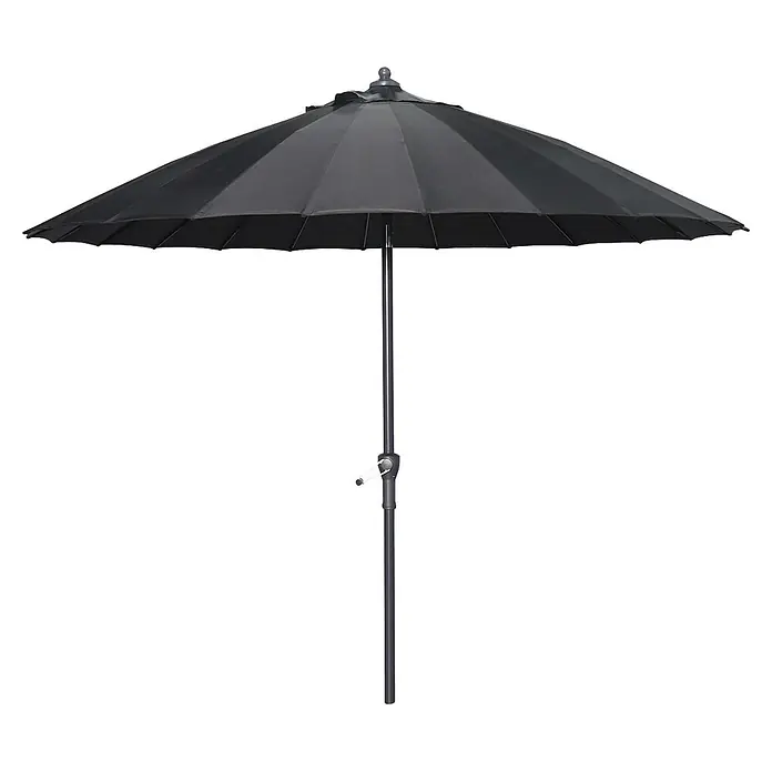 Garden Impressions Balkonschirm rund Manila - Schwarz, Durchmesser Bespannung: 250 cm - Schwarzer Outdoor-Sonnenschirm mit dunklem Gestell.