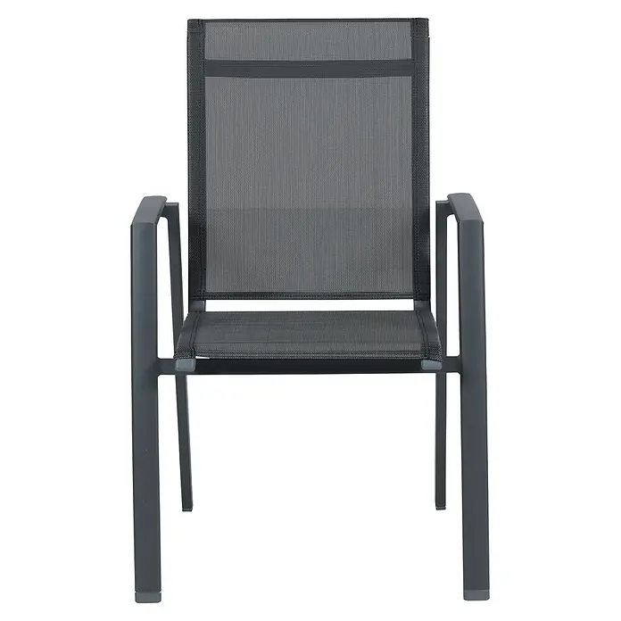 Garden Impressions Stapelstuhl Gala - Aluminium, Schwarz/Anthrazit, B x T x H: 64 x 63 x 93,5 cm - Dunkelgrauer Outdoor-Stuhl mit Metallrahmen und atmungsaktiver Textilbespannung an Sitz und Rückenlehne.