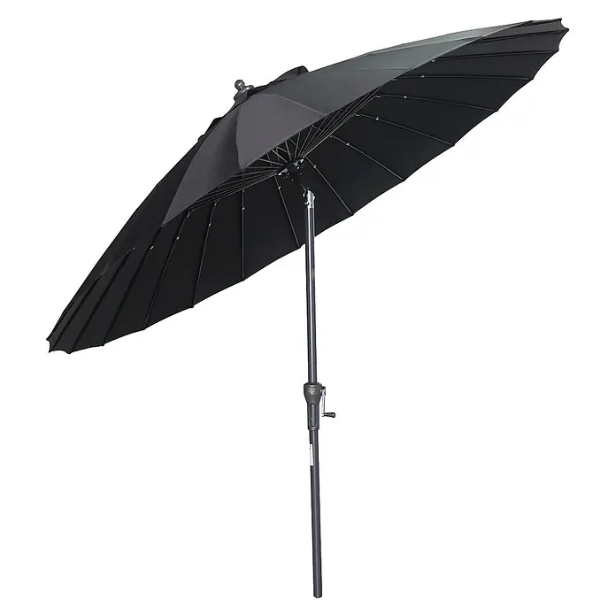 Garden Impressions Balkonschirm rund Manila - Schwarz, Durchmesser Bespannung: 250 cm - Schwarzer, offener Sonnenschirm mit verstellbarem Mast.