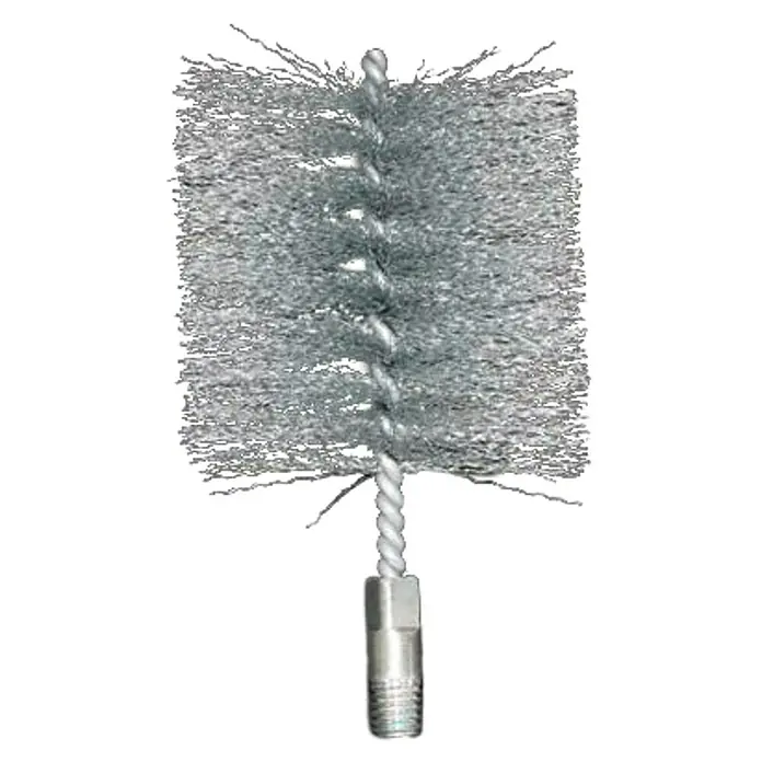Profilbürstenkopf - 80 x 30 mm, Geeignet für: Reinigung von Ofenrohren - Draufsicht einer Rohrreinigungsbürste, einem Werkzeug mit starren Borsten, das zum Reinigen von Rohren verwendet wird.
