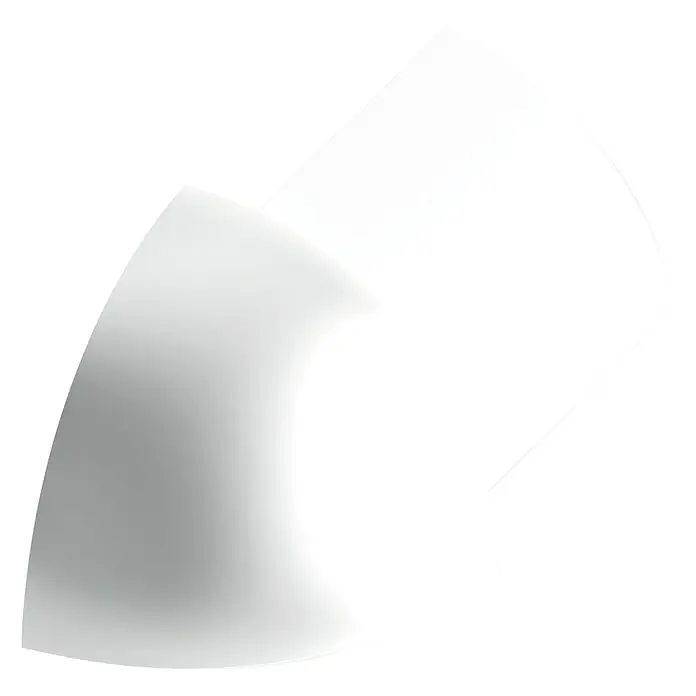 Viertelkreis-Außeneck - Aluminium, Brillantweiß, 10 mm, Gebürstet - Abstraktes Bild eines weißen, gebogenen Objekts, das Licht und Schatten auf einer hellen Oberfläche zeigt.