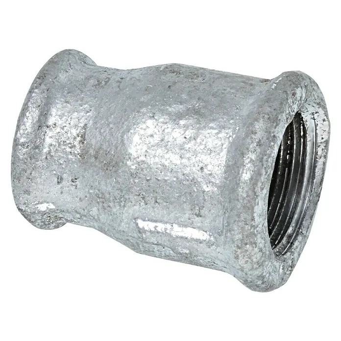 Reduziermuffe - ½″/⅜″, Verzinkt - Graues, verzinktes Reduzierstück mit Innengewinde für Rohre. Ideal für Sanitär- und Heizungsinstallationen, robust und langlebig.