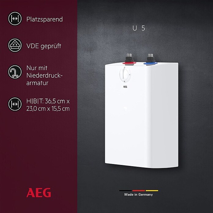 AEG Untertischspeicher U5 (5 l, 2.000 W, +30 °C bis +85 °C)