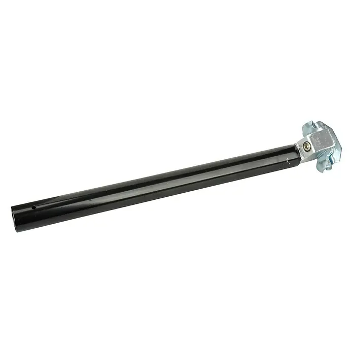 Fischer Sattelstütze - 27,2 x 350 mm - Schwarze Stange mit silbernem Anschlussstück, wahrscheinlich Teil eines Werkzeugs oder einer Maschine.