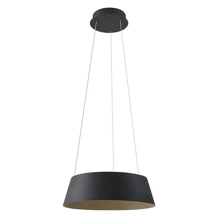 Lucande Pendelleuchte Belsar - L x B x H: 35,8 x 35,8 x 12 cm, schwarz, Schwarz, gold - Moderne schwarze Pendelleuchte mit konischer Form und goldfarbener Innenseite.