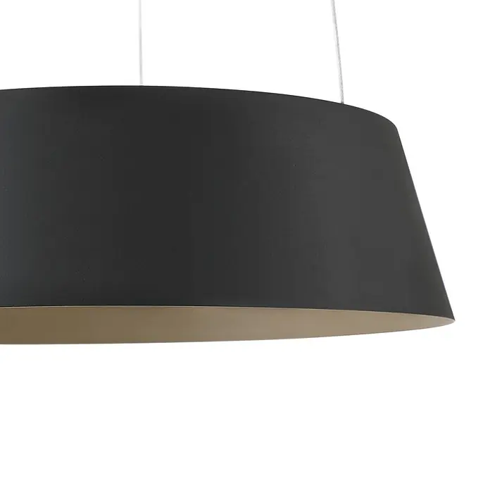 Lucande Pendelleuchte Belsar - L x B x H: 35,8 x 35,8 x 12 cm, schwarz, Schwarz, gold - Dunkelgrauer Pendelschirm mit goldener Innenseite.