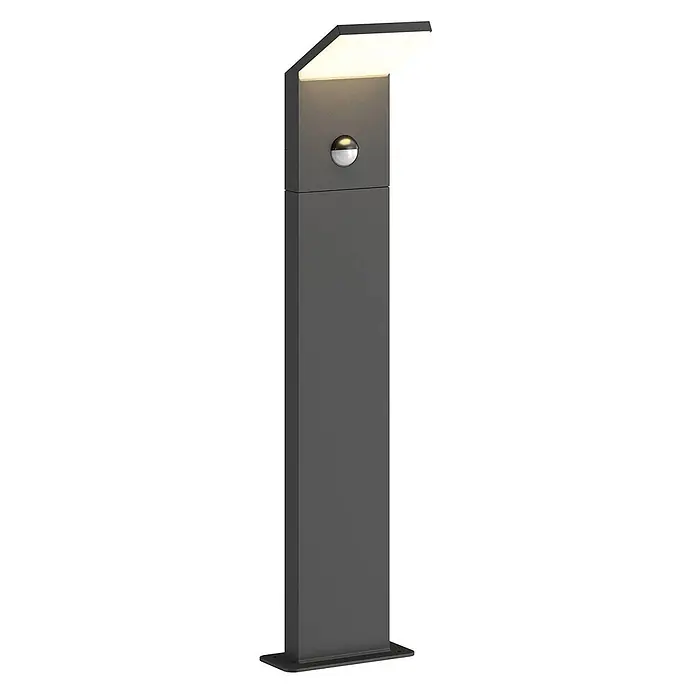 Lucande Außenlaterne Nevio -  - Dunkelgraue, eckige Outdoor-LED-Wegeleuchte mit integriertem Bewegungsmelder.