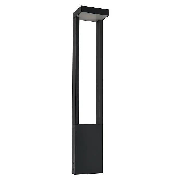 Lindby Außenlaterne Lonete - 10 x 12 x 65 cm - Schwarze, rechteckige Außenpollerleuchte mit flacher Oberseite und nach unten gerichteter Beleuchtung.