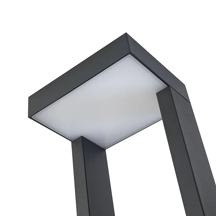 Lindby Außenlaterne Lonete - 10 x 12 x 65 cm - Moderne dunkelgraue Außenleuchte in rechteckiger Form mit einer mattweißen Diffusorscheibe für sanftes Licht.