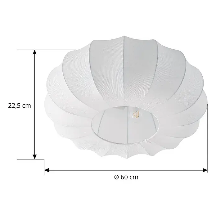 Lindby Deckenlampe in weiß, Deckenleuchte -  - Weiße plissierte Hängelampe, 22,5 cm hoch, Ø 60 cm.