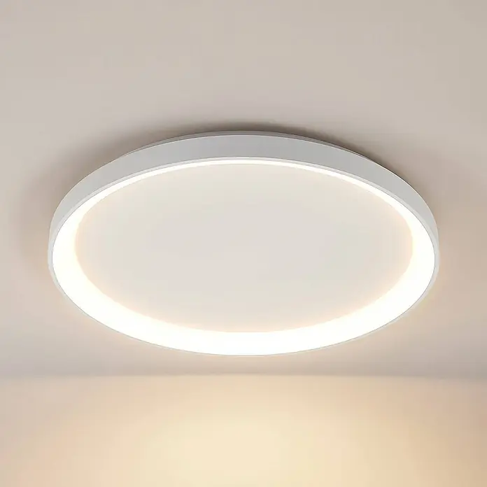 Arcchio Deckenleuchte Vivy - L x B x H: 58 x 58 x 6 cm, weiß / opal, weiß / opal - Weiße, runde, bündig montierte LED-Deckenleuchte, die warmes Licht abstrahlt.