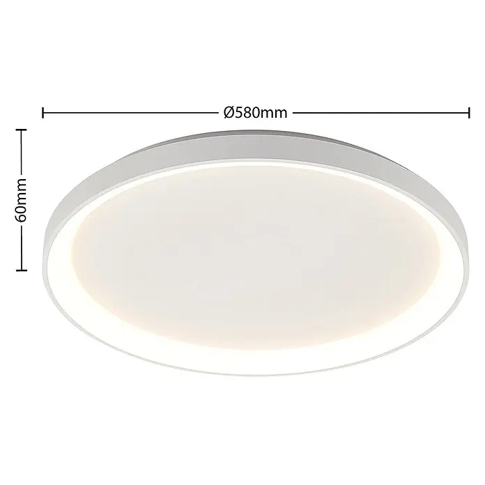 Arcchio Deckenleuchte Vivy - L x B x H: 58 x 58 x 6 cm, weiß / opal, weiß / opal - Weiße runde LED-Deckenleuchte, 580 mm Durchmesser, 60 mm Höhe.