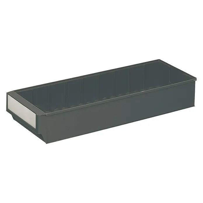 Lockweiler Sichtlagerkasten LB 500 D - 500 x 183 x 81 mm, Eisengrau - Graue Lagerbox mit Fächern und Etikettenhalter zur Organisation von Kleinteilen. Ideal für Werkstatt oder Lager.