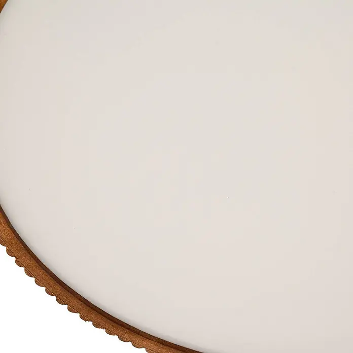 Lindby Deckenleuchte Velua - L x B x H: 50 x 50 x 10 cm, Holz dunkel - Runde cremefarbene Tortenplatte mit dekorativem braunem Wellenrand.