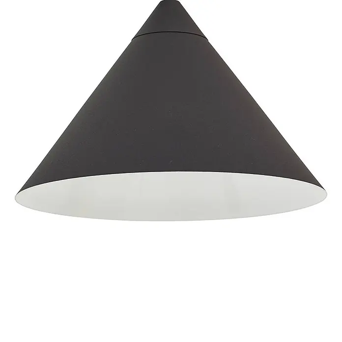 Lindby Stehleuchte Triangolo - Höhe: 195 cm, schwarz, schwarz, E27 - Schwarzer konischer Lampenschirm mit weißer Innenseite für eine moderne Pendelleuchte.