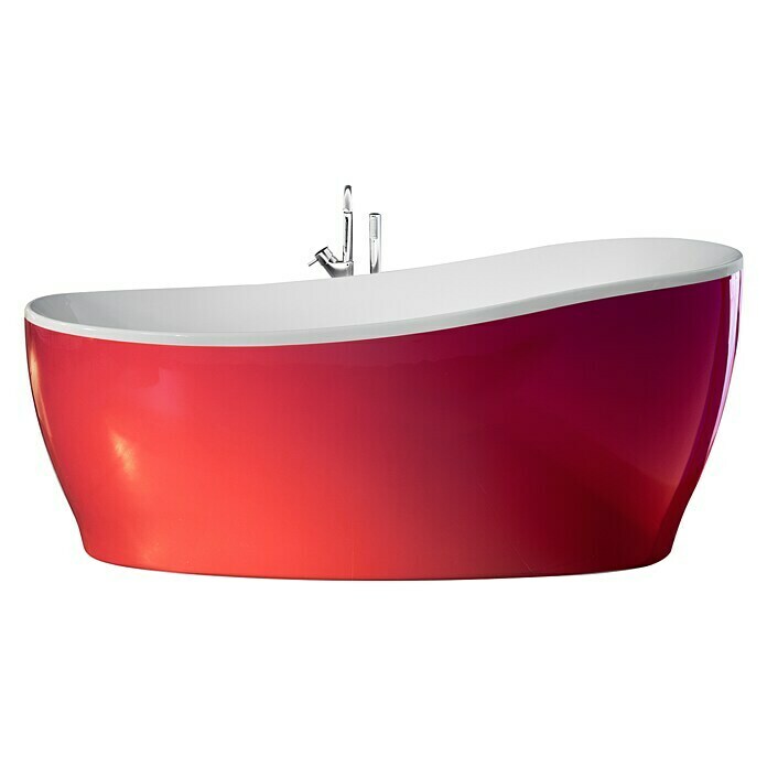 Ottofond Freistehende Badewanne Domani180 x 85 cm, Sanitäracryl, Rot/Weiß Front View