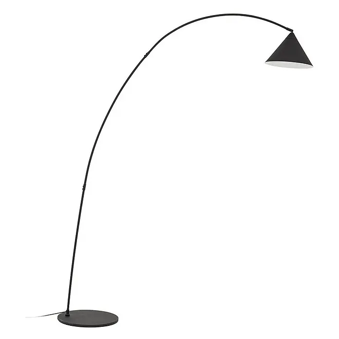 Lindby Stehleuchte Triangolo - Höhe: 195 cm, schwarz, schwarz, E27 - Schwarze Bogenlampe mit konischem Schirm.