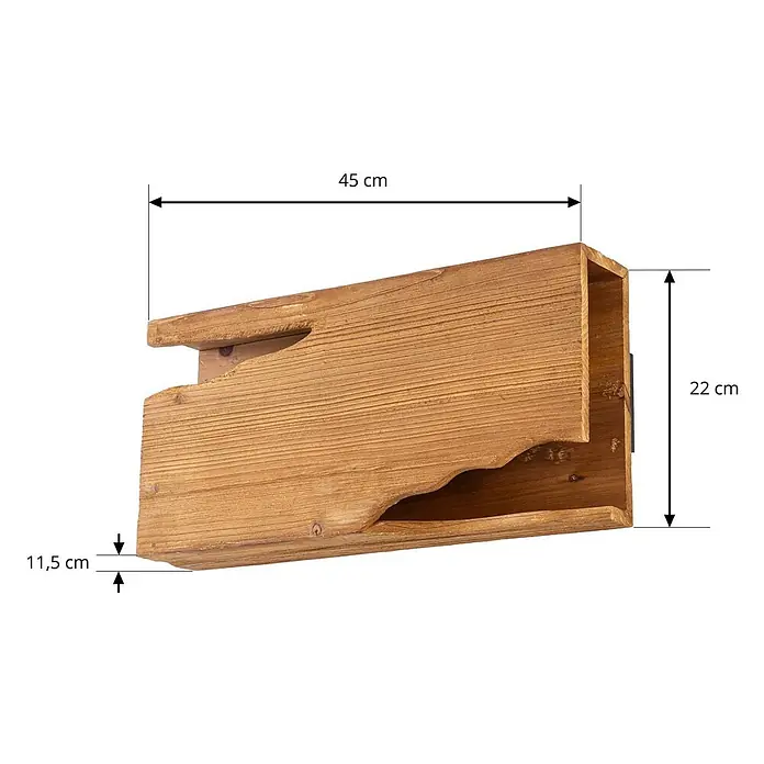 Lucande Wandleuchte Tarry - Holz hell, E14 - Rustikales Wandregal aus Holz in Naturfarben, 45 cm lang, 22 cm hoch und 11,5 cm tief.