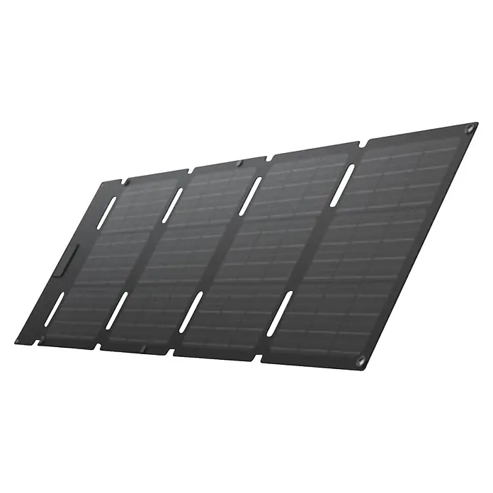 EcoFlow Solarmodul 45W faltbar - L x B x H: 2.365 x 1.058 x 25 mm - Flexibles dunkelgraues faltbares Solarpanel mit mehreren Segmenten und Befestigungsösen.
