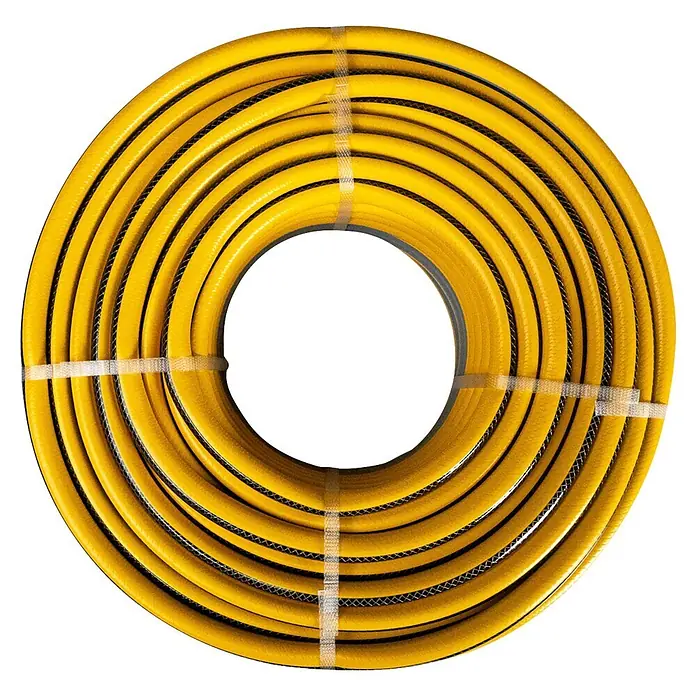 Neptun Classic Gartenschlauch - Länge: 50 m, Schlauchdurchmesser: 13 mm - Aufgerollter gelber Gartenschlauch, zur Lagerung gebunden.