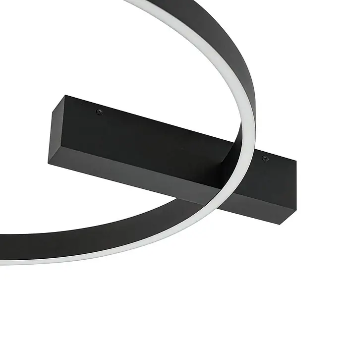 Lucande Deckenleuchte Isalin - schwarz - Moderne schwarze LED-Deckenleuchte mit integriertem Leuchtring.