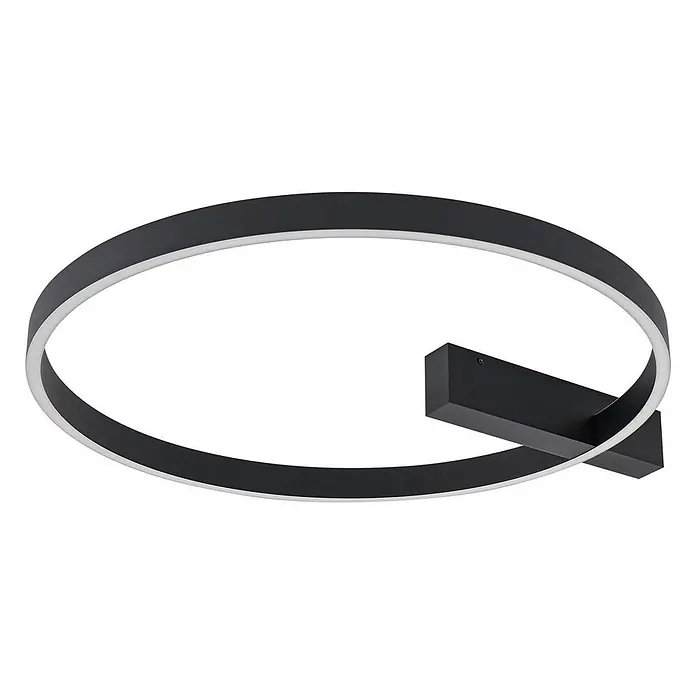 Lucande Deckenleuchte Isalin - schwarz - Moderne schwarze runde LED-Decken-/Wandleuchte.