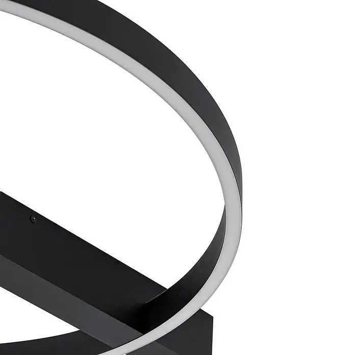Lucande Deckenleuchte Isalin - schwarz - Moderne schwarze LED-Leuchte mit verschlungenen, geschwungenen Elementen und weißen Lichtstreifen.