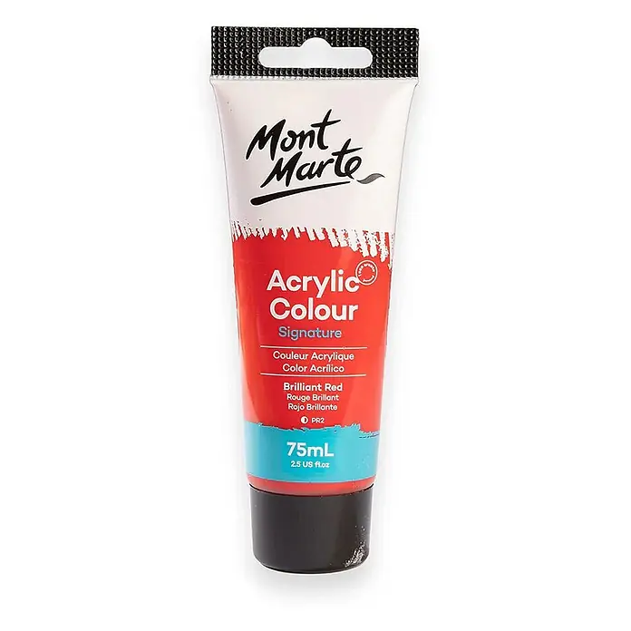 Mont Marte Acrylfarbe Signature - Brillantrot, 75 ml, Tube - Mont Marte Acrylfarbe in Brillantrot, 75ml Tube.