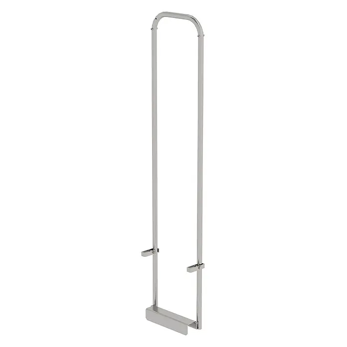 Munk Mehrzweckleiter Einstiegshilfe aus Edelstahl doppelholmig für Leiterbreite 340mm - Edelstahl - Silberfarbener Metall-Haltegriff mit U-förmiger Oberseite, Seitenstützen und flacher Basis.