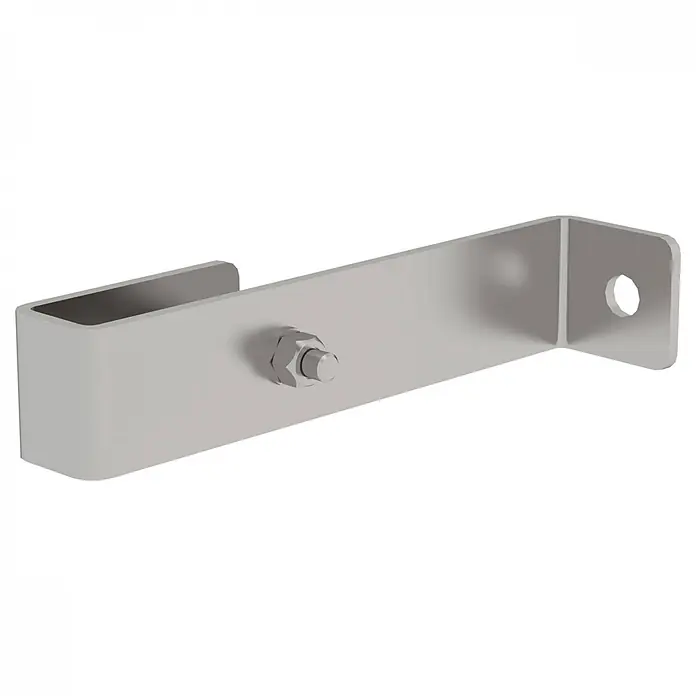 Munk Mehrzweckleiter Wandhalter für Schachtleitern starr 150 mm Edelstahl für GFK-Leiter - Edelstahl - Silberne Metall-Winkelhalterung mit Schraube und Mutter.