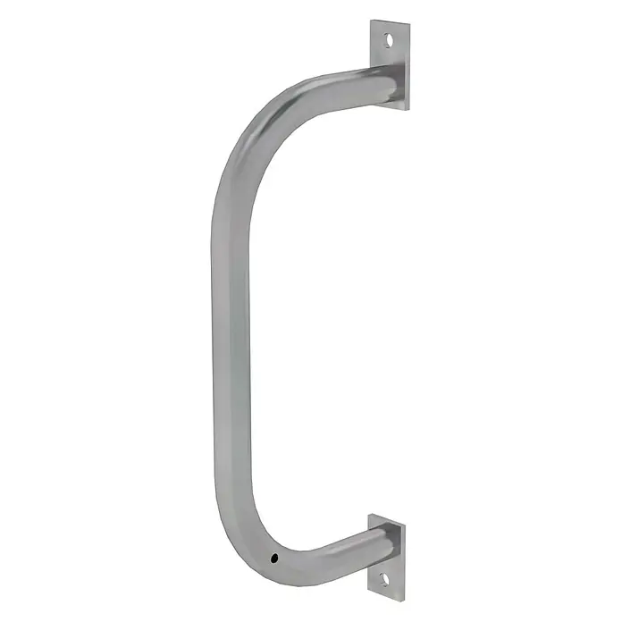 Munk Mehrzweckleiter Haltegriff Stahl verzinkt 400mm - Stahl - C-förmiger Haltegriff aus silbernem Metall mit zwei flachen Wandbefestigungsplatten, für Sicherheit und Halt.