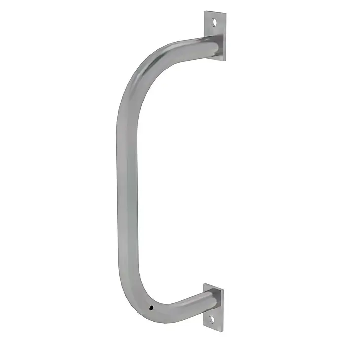 Munk Mehrzweckleiter Ausstiegshilfe - Stahl - Silberfarbener C-förmiger Haltegriff aus Metall mit Montageplatten.